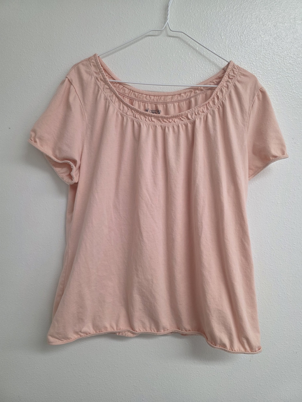 Cato Light Pink Short-Sleeve Scoop Neck Top (0336)